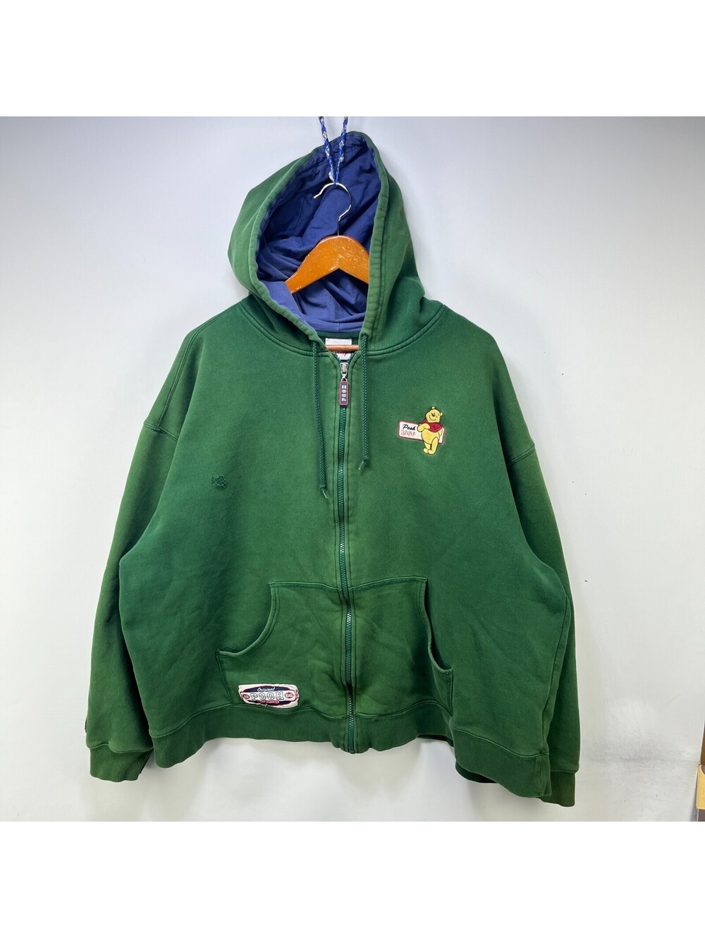 Vintage Winnie The Pooh Full Zip Green Disney Hoodie 2XL